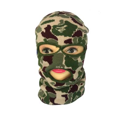 China COMMON Balaclava 2021 3 Holes Unisex Hats Camouflage Full Face Coverage Keep Warm Knitted Ski Mask for sale