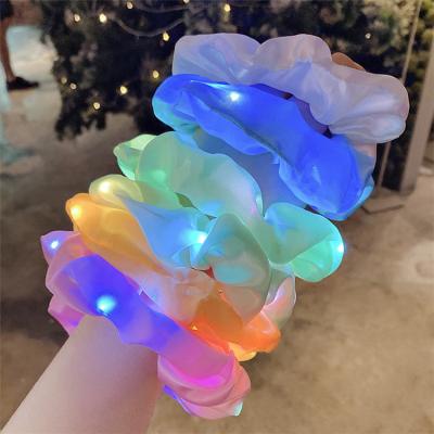 China Daily Popular Hair Tie Rope Lantern Hair Scrunchies Satin Cloth Luminous LED Headband for sale