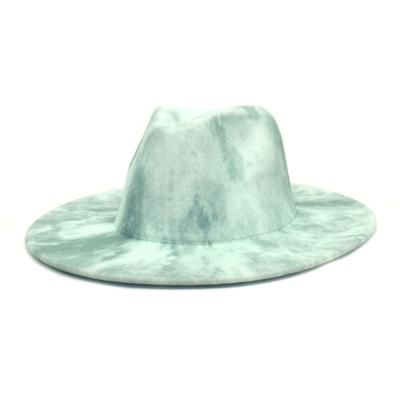 China 2021 new everyday life wide 2 brim wool felt hat two tone hats tie dye color felt hat jazz hats for sale