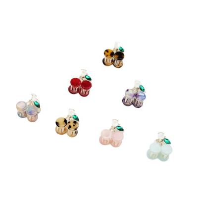 China Lovely mini fashion YIYI cherry hair claw rhinestone cute logo cellulose acetate cellulose acetate hair clips korean shiny cute hair clips for kids for sale