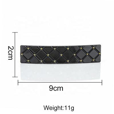 China Black Diamond Pattern Acetate Barrette Girls Hair Decoration Fashion Cellulose French Barrette for sale