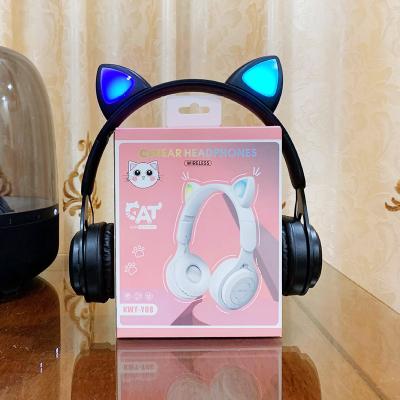 China Custom Cat Ear Earphones TWS Earbuds Wireless Earphones Audifonos Inpods Y08 Earbuds Support SD Card Logo KWY-Y08 Headset Macaron for sale