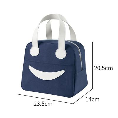 China Cute Oxford Smile Lunch Bag Tote Bag For Women Outdoor Insulated Lunch Picnic for sale