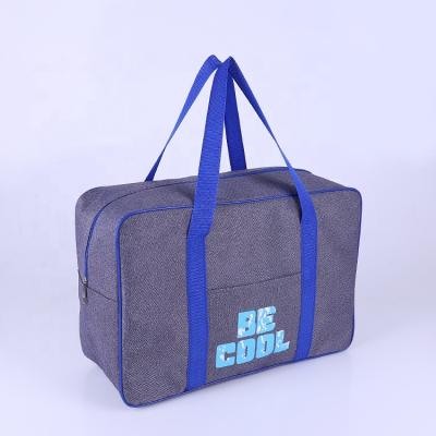 China Polyester Recycled RPET Polyester Logo Travel Fleece Gym Foldable Carry On Bag For Short Travel for sale