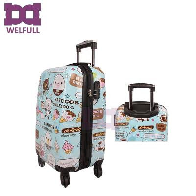 China Colorful Top 5 PC Luggage Trolley Luggage Four Wheel Welfull Brands Travel Bag for sale