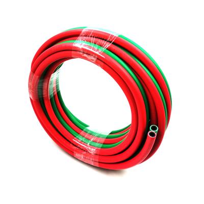 China Hot Selling Red Blue 1/4inch 6mm Flexible EPDM Rubber Twin Gathering Grade T Welding Hose 500ft Spool for sale