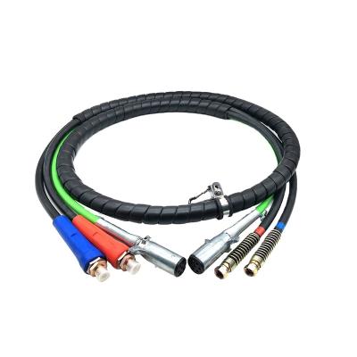 China Tension Strength™; ‰ ¥ 1600N 3 in 1 Hose Assembly Truck Wrap 7 Way Copper Electrical Cable ABS Wire&Air Line Tractor Rig Electrical Wrap Cord for sale