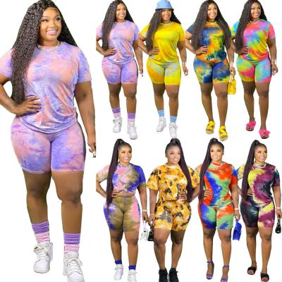 China Anti-pilling hot sale summer plus size 2 piece shorts set two piece tracksuit pants set women clothing for sale