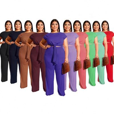 China Anti-pilling 2021 Fashion 5XL Simple Bandage Tops And Straight Pants Plus Size 2 Piece Sets Women Clothing for sale