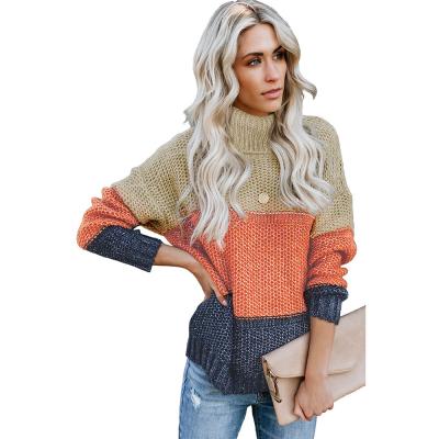 China Wholesale Custom Anti Shrink Knit Sweater Long Sleeve Block Netted Texture Sweater Cardigans Women Warm Sweaters for sale