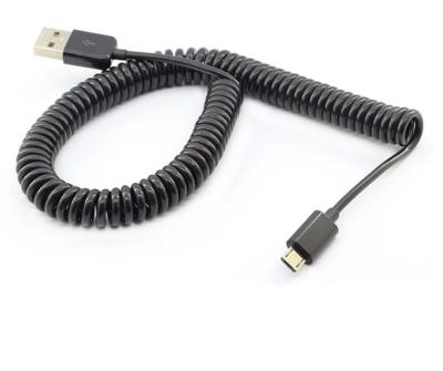 China High Efficiency 2.5m Spring Coiled USB 2.0 Male To Micro USB 5 Pin Data Sync Charger Stretch Cable For Samsung HTC LG Phones for sale