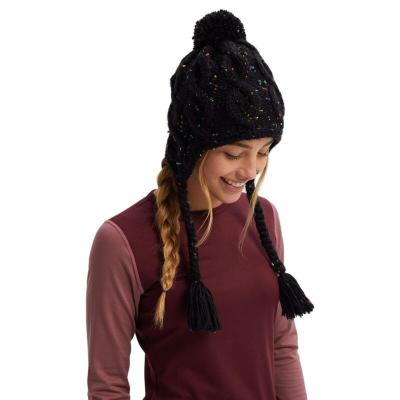 China Outdoor High Quality Women Warm Double Coating Rib Pattern Hat Solid Color Knit Hats Winter Beanie Cap With Pom Pom for sale