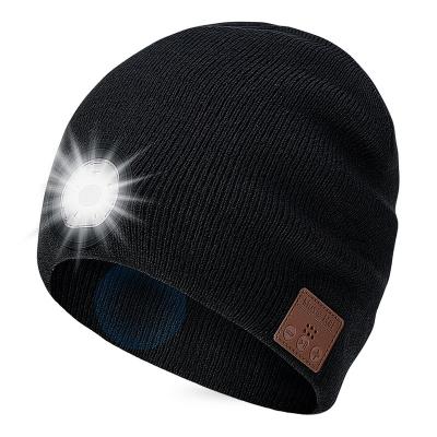 China COMMON high quality stereo wireless music LED knitted sport gorras hat with speaker and microphone for sale