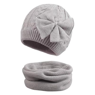 China Direct Sales Winter Short Warm Top Soft Cotton Knitted Beanie Hat Scarf For Parents And Children for sale