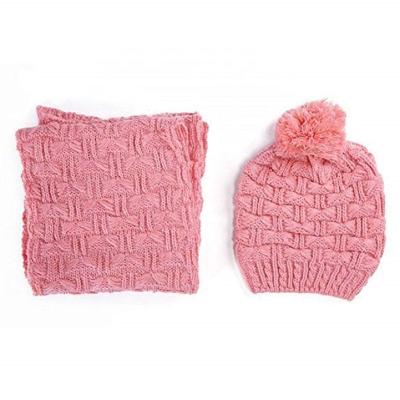 China High quality simple and classic antumn winter knitted warm scarf hat set for women outdoor for sale