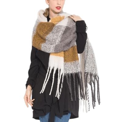 China 100%Polyester Winter Women Fashion Blanket Scarf Female Cashmere Pashmina Wool Scarf Shawl Warm Thick Scarves for sale