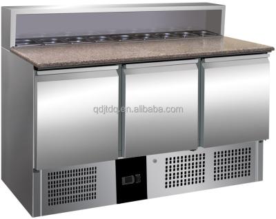 China 240L Single-temperature Double Door Salad Counter Fridge PS900 Series Commercial Refrigerator Customized Pre-table Static Cooling Counter for sale