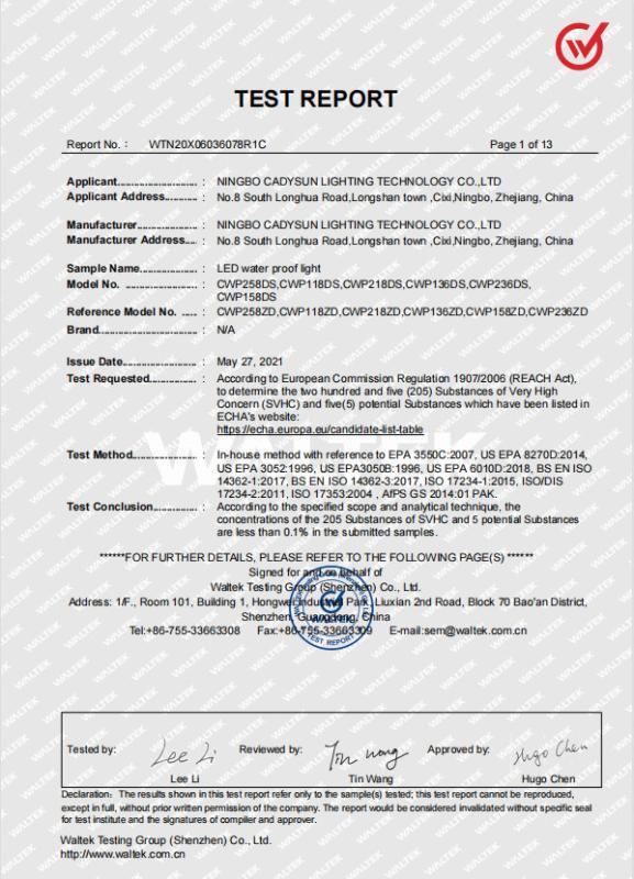 Chemical - Ningbo Cadysun Lighting Technology Co., Ltd.