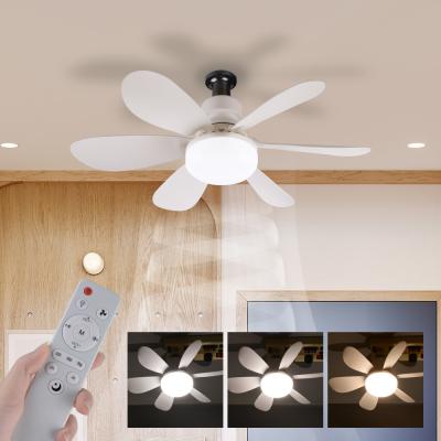 China Ceiling Fan Lamp 6 Blades Dimmable LED E27 Ceiling Fan Light 3 Wind Speed Remote Control Modern ceiling fan with led lig for sale