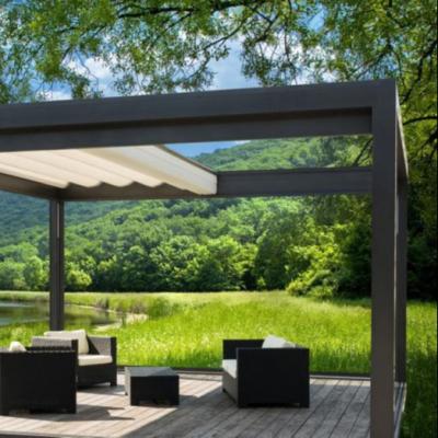 China Decoration Luxury Waterproof Pergolas Opening System Louvered Closing Aluminum Garden Roof Pergola With LED for sale