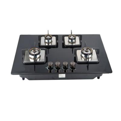 China Hotel Gas Stove Top 4 Sealed Burners, Black Glass Cooker Hob 4 Burners with LPG Kit and FFD Plug, 110V~240V for sale