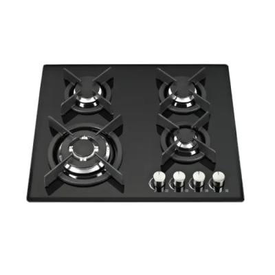 China Hotel highly polished glass gas hob, gas stove top built-in thermocouple protection and easy to clean black for sale