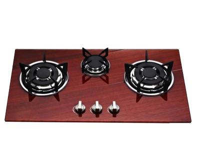 China 2020 Hot Sale Hotel Table Top 3 Burner Glass Gas Stove for sale