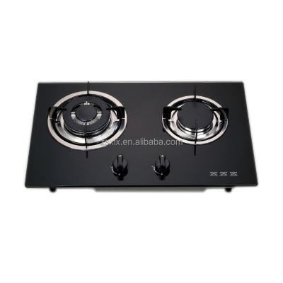 China Hotel Household Tempered Glass Gas Cook Top 2 Commercial Natural Burner Built In Gas Hob for sale