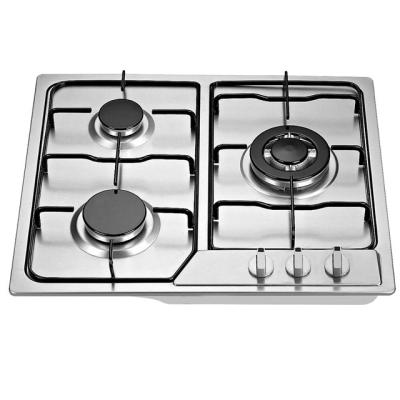 China Hotel Built In 3 Burner Gas Hob Stainless Steel Gas Cooker for sale