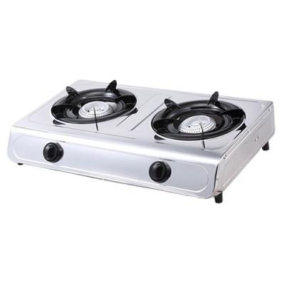 China Hotel Low Price Kitchen Gas Stove 2 Burner Stainless Steel Gas Cooker for sale