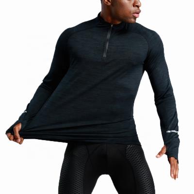 China OEM Men's OEM Breathable Quick Dry Zipper Reflective Long Sleeve Men's Gym Logo Running Sports Workout Manufacturer for sale