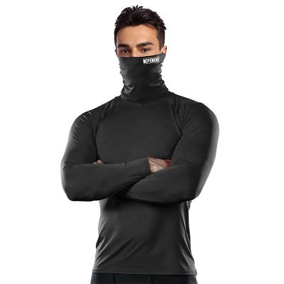 China Custom Anti Wrinkle Private Label Sportswear Anti-Wrinkle Masked Mens Gym Wear Neck Longsleeve T-shirt White Top for sale