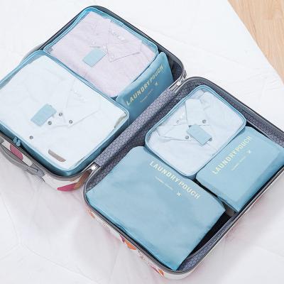 China Beautiful Fashion Flower Print Color 6 Pcs In 1 Set Plaid Oxford Travel Storage Bag Organizer Packing Cube For Household for sale