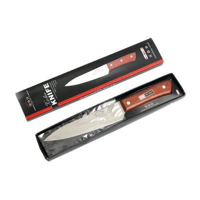 China 7 Inch ZC01 Full Tank 3CR13 Blade Santuko Disposable Kitchenware Promotional Gifts Rose Handle Knife Wooden Butcher for sale