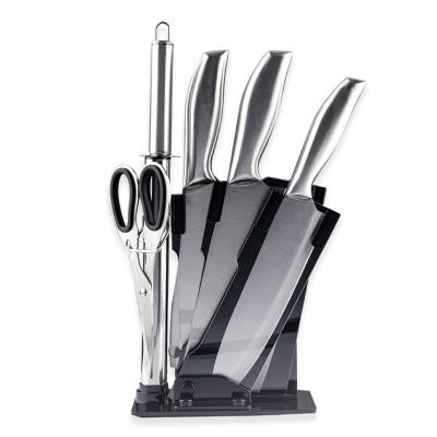 China Factory Supply Stocked Gifts Kitchen Tools Acrylic Holder Durable Stainless Steel Chef Knife Sets Kitchen Knife Set for sale