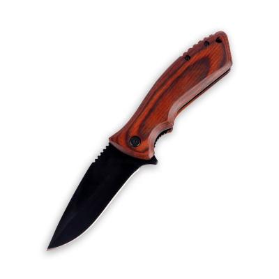 China Quick-Change Pakka Wood Handle Portable Outdoor Camping Increasing Fishing Coated Blade Camping Survival Folding Pocket Knife for sale