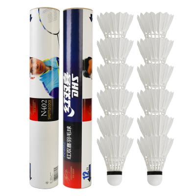 China High Level Double Happiness SDAC Tournament Goose N402 Badminton Model Professional Shuttlecock for sale