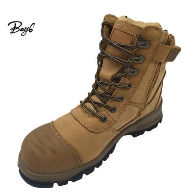 China New Style Genuine Leather Zipper Steel Toe Industrial Work Safety Boots Shoes For Men for sale