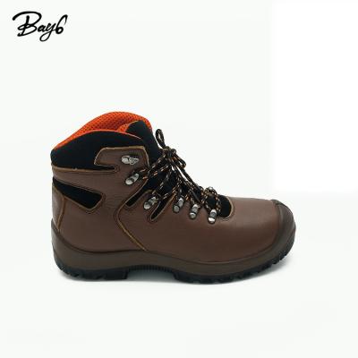 China Toe Brown Top Grain Leather Functional Steel For Work Safety Shoes Boots PU Injection for sale