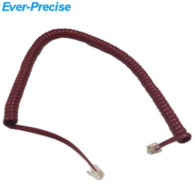 China Red Spiral Braid /Copper Jacket RJ11 Cable Red Jacket PVC Stretch Cord for sale