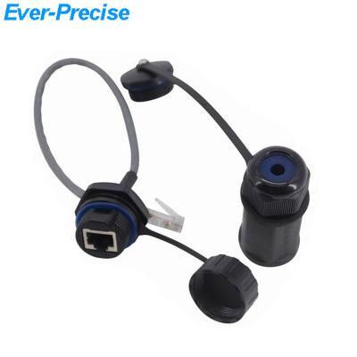 China Waterproof Power M25 RJ45 Bulkhead Coupler IP68 M25 RJ45 Waterproof Connector With 2pcs Dust-covers for sale