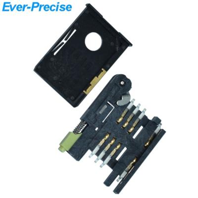 China PCB 6 pin sim card connector without pegs yellow button 2.54mm launch memory card socket connector for sale