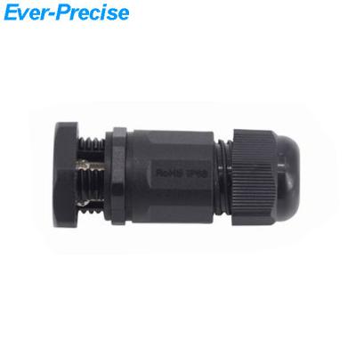 China Power Panel Mount Single End 3Pins Waterproof Cable Gland Connector for sale