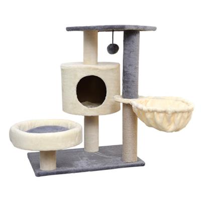 China Cat Jumping Platform Tower Silver Beige Viable 042 Climbing Pet Supplies Scratching Toy Wooden Cute Frame House Sisal Posts Scratcher for sale