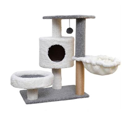 China Climbing Tower 042 Pet Supplies Viable Gray White Cat Jumping Platform Scratching Posts Sisal Scratcher C Toy Wooden Cute Frame House for sale