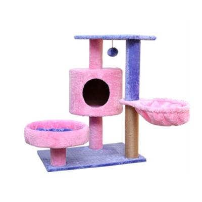 China Viable Pink Purple Cat Jumping Platform Tower 042 Climbing Pet Supplies Scratching Posts Sisal Scratcher C Toy Wooden Cute Frame House for sale