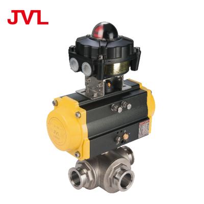 China General Gas, Liquid 4 Inch Flange Pneumatic Three Way Ball Valve for sale