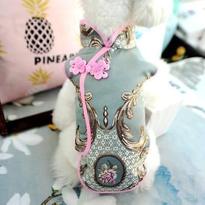 China Fashion Spring And Summer Cotton Fashionable Embroidered Dog Cheongsam Clothes for sale