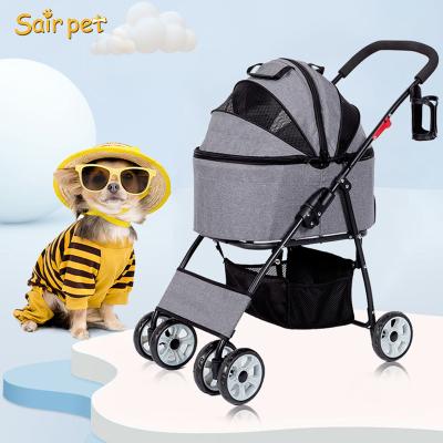 China Large Detachable Frame Dog Stroller Pet Travel Bag Trolley Carrier Stroller for sale