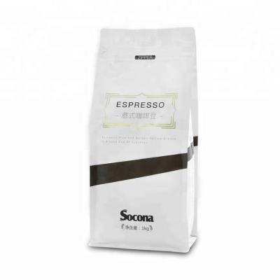 China Food Grade Custom Food Grade 5 Pound Gusset Aluminum Espresso Ground Coffee Compostable White Side Bag Kenya for sale